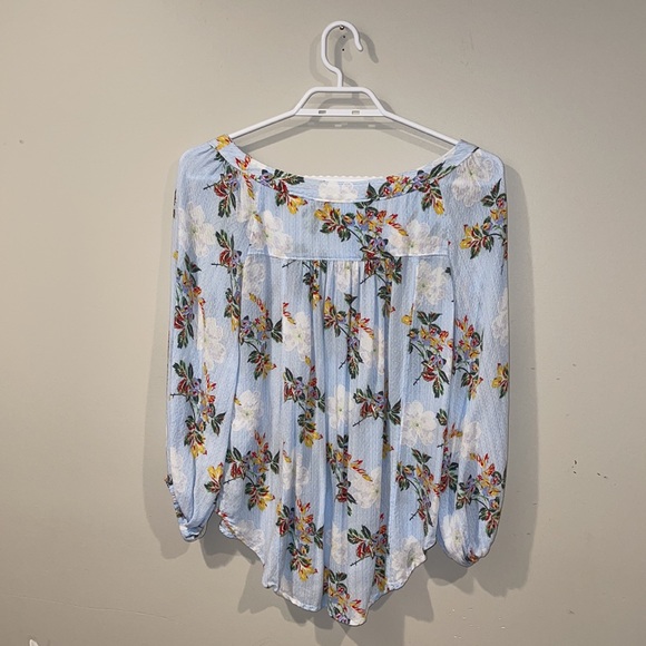 Anthropologie Maeve Blue Striped Floral Print Blouse - Women’s Size 0 - Picture 3 of 10